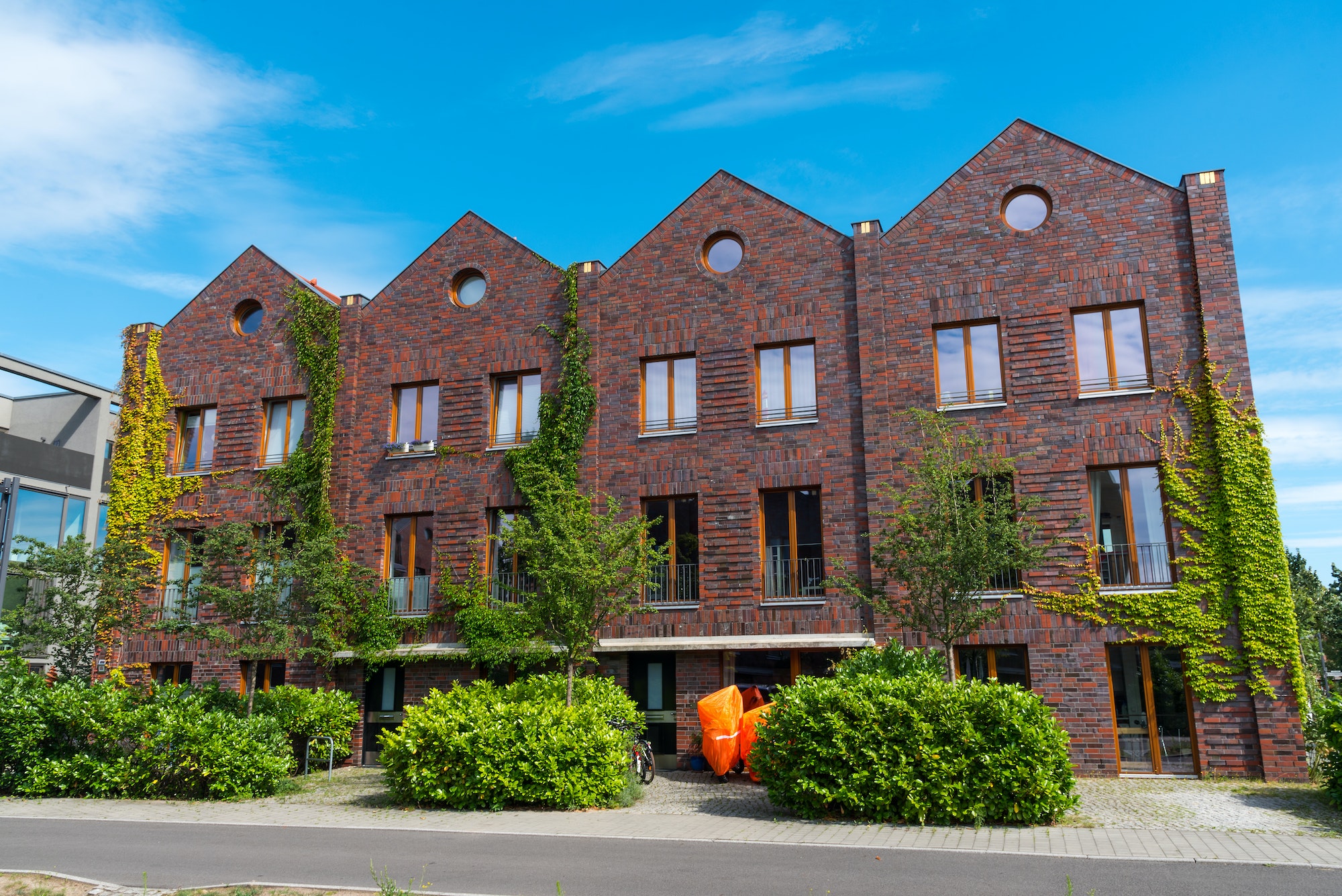 Red brick wall serial houses